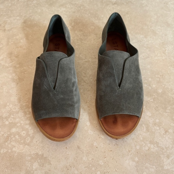 1 State Cassidee Olive Green Suede Leather Open Toe Slip On Flats Women Sz 7.5 M - Picture 12 of 13